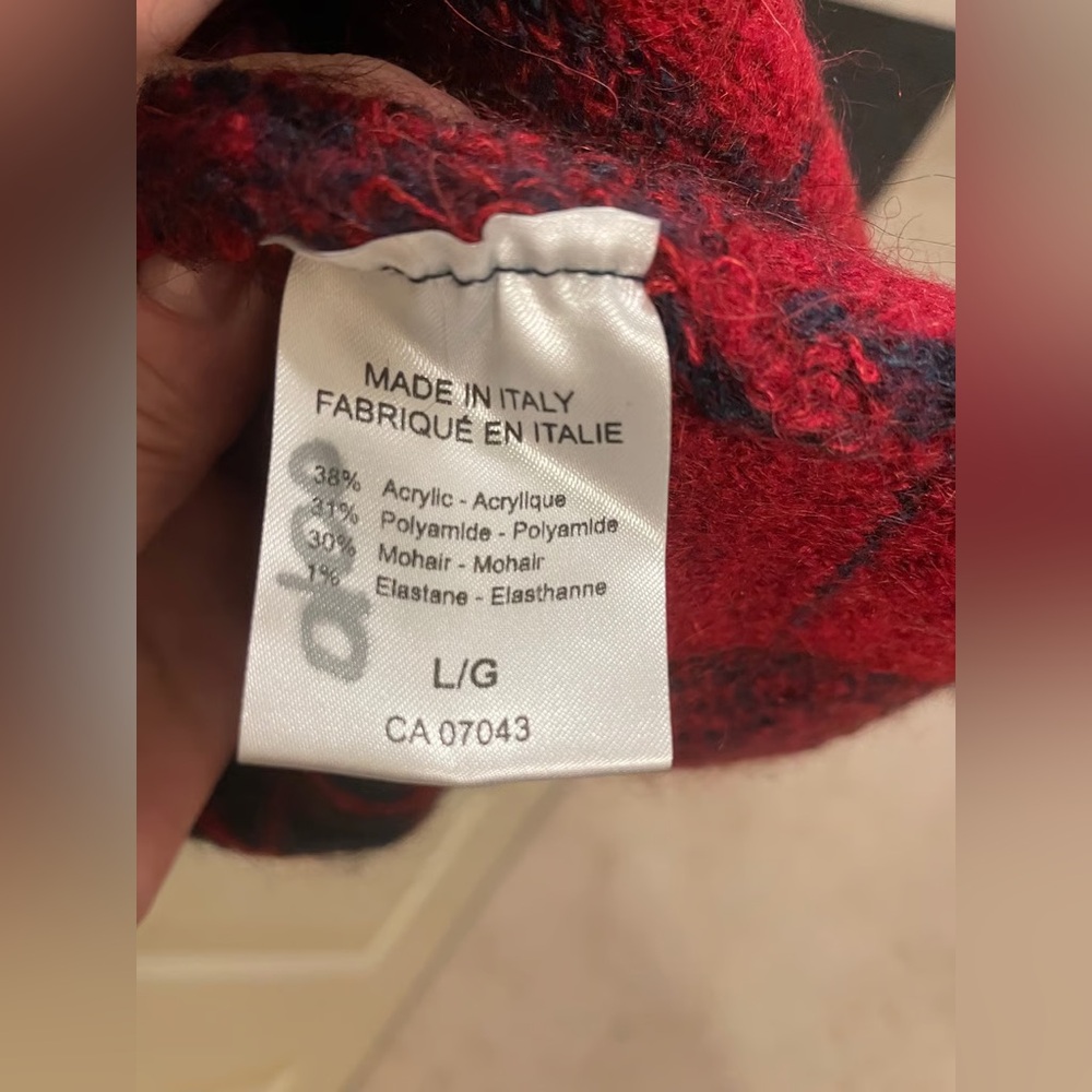 Gemelli Red & Black Plaid Cardigan Coat. Made in Italy. So Soft & Warm! Size L - Picture 4 of 13
